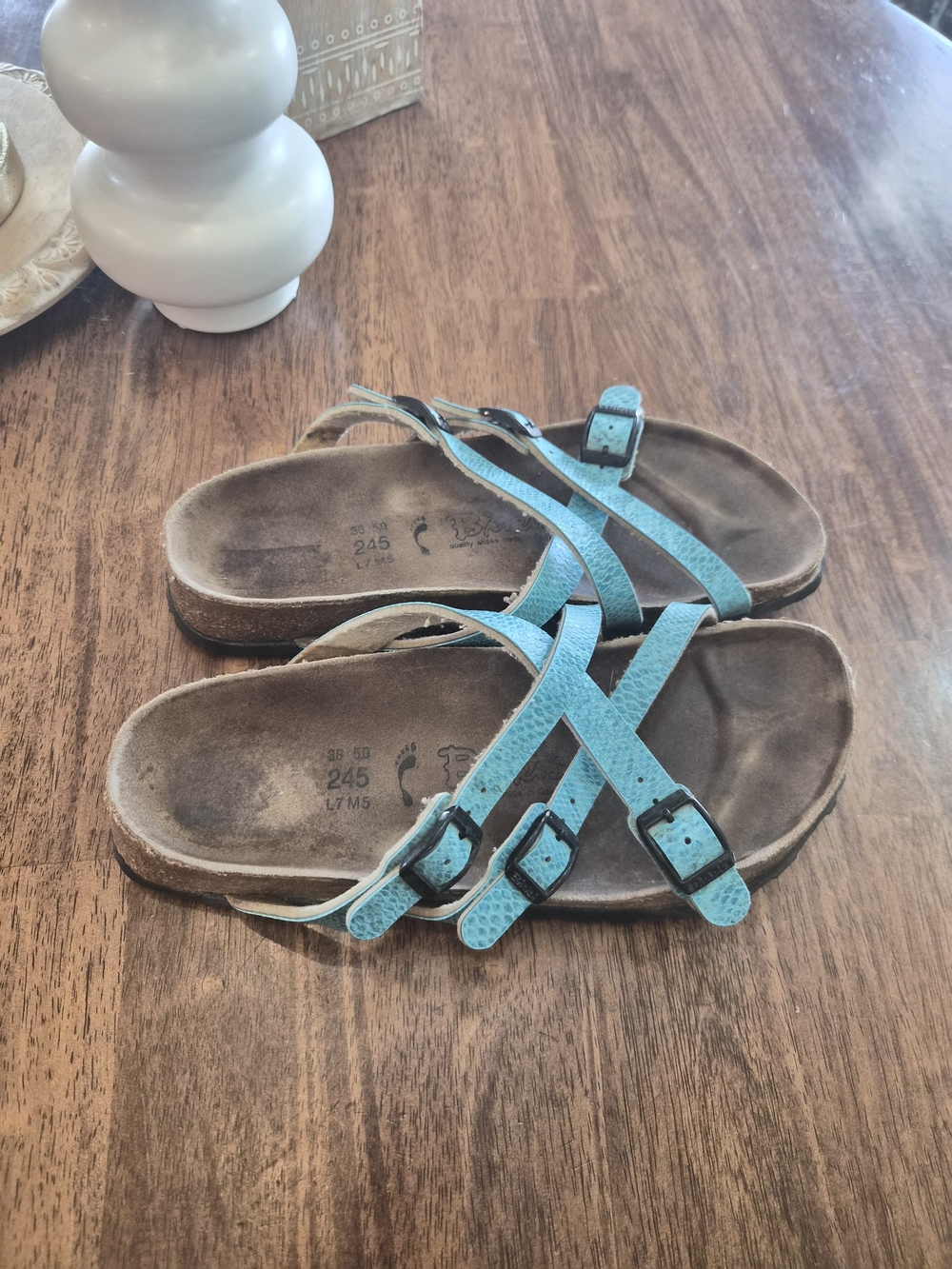 Birkenstock Turquoise Blue Strappy Sandals